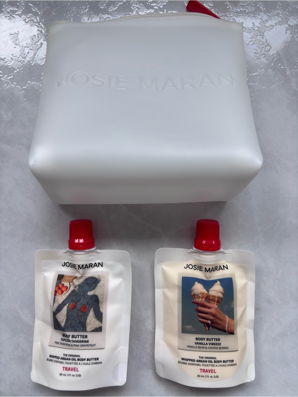 New JOSIE MARAN Set of 2 body butters travel size (Vanilla/Topless Tangerine)